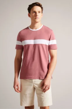 Ted Baker Trez Kurzarm-T-Shirt In Blockfarben, Pink, Normale Passform