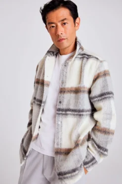 Moss Gebürstete Hemdjacke In Tailored Fit, Natur