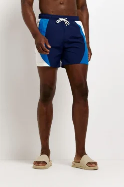 River Island Curve Badehose In Blockfarben, Blau