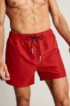 Joules Red Galley Plain Swim Trunks