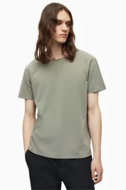 Allsaints Bodega T-Shirt Mit Rundhalsausschnitt Und Grobem Saum, Grün