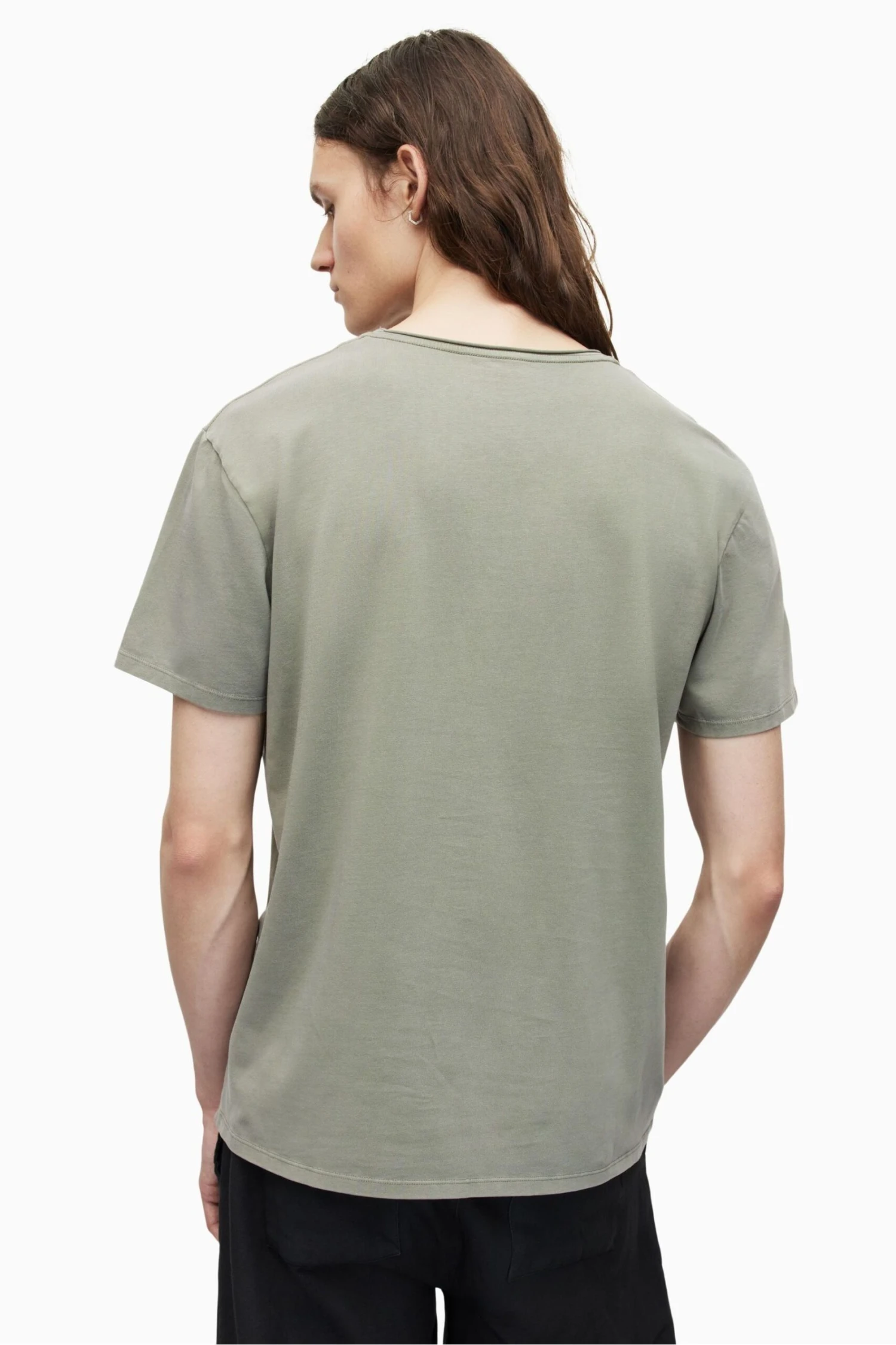 Allsaints Bodega T-Shirt Mit Rundhalsausschnitt Und Grobem Saum, Grün 2 Allsaints Bodega T-Shirt Mit Rundhalsausschnitt Und Grobem Saum, Grün – Bild 2