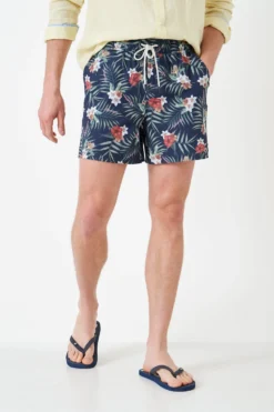 Crew Clothing Company Badeshorts Mit Floralem Print, Blau