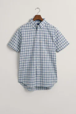 GANT Kleinkariertes Hemd Aus Popeline In Normaler Passform, Blau