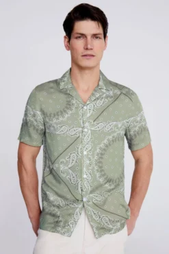 Moss Hemd Mit Kubanischem Kragen Und Bandana-Print, Grün