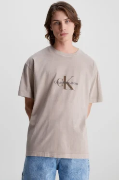 Calvin Klein Jeans Mineralgefärbtes T-Shirt Mit Monologo, Braun