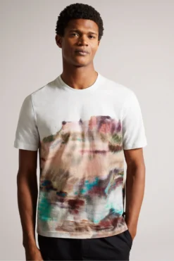 Ted Baker Tinot Short Sleeved Regular Fit Printed White T-Shirt