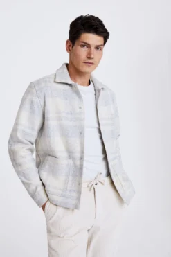 Moss Tonal Chore Karierte Hemdjacke, Weiss