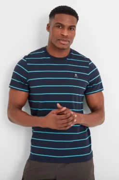 Tog 24 Herren Shrawley Gestreiftes T-Shirt, Blau