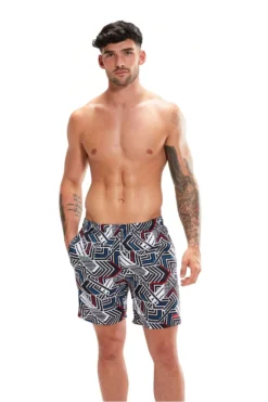 Speedo Herren Sport Badeshorts Mit Print, 18", Schwarz