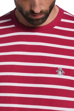 Original Penguin Red Breton Stripe T-Shirt In Sangria -Nike || Ted Baker Shop 949213s3 scaled