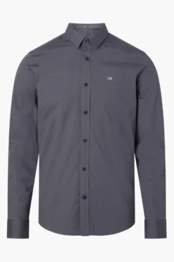 Calvin Klein Grey Stretch Poplin Slim Fit Shirt