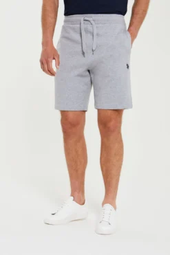 U.S. Polo Assn. Mens Vintage Grey Heather 3CM DHM LB Sweat Shorts