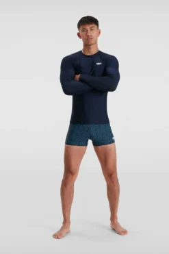 Speedo Langärmeliges Rash-Top, Schwarz