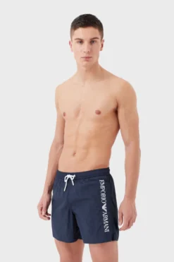 Emporio Armani Badeshorts Mit Seitlichem Logo, Marineblau