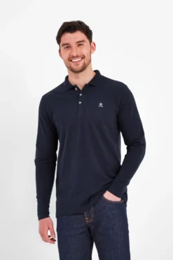 Tog 24 Herren Bander Langärmeliges Poloshirt, Blau