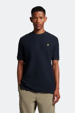 Lyle & Scott Fein Strukturiertes T-Shirt, Blau