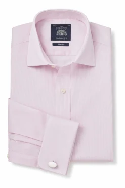 Savile Row Co Ticking Gestreiftes Hemd In Slim Fit Mit Doppelten Manschetten, Pink -Nike || Ted Baker Shop D00601s3 scaled
