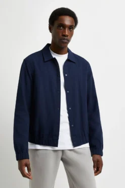 River Island Hemd Aus Krepp, Marineblau