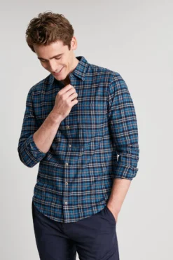 Joules Buchannan Langärmeliges, Weiches Hemd In Classic Fit Mit Falte Hinten, Blau