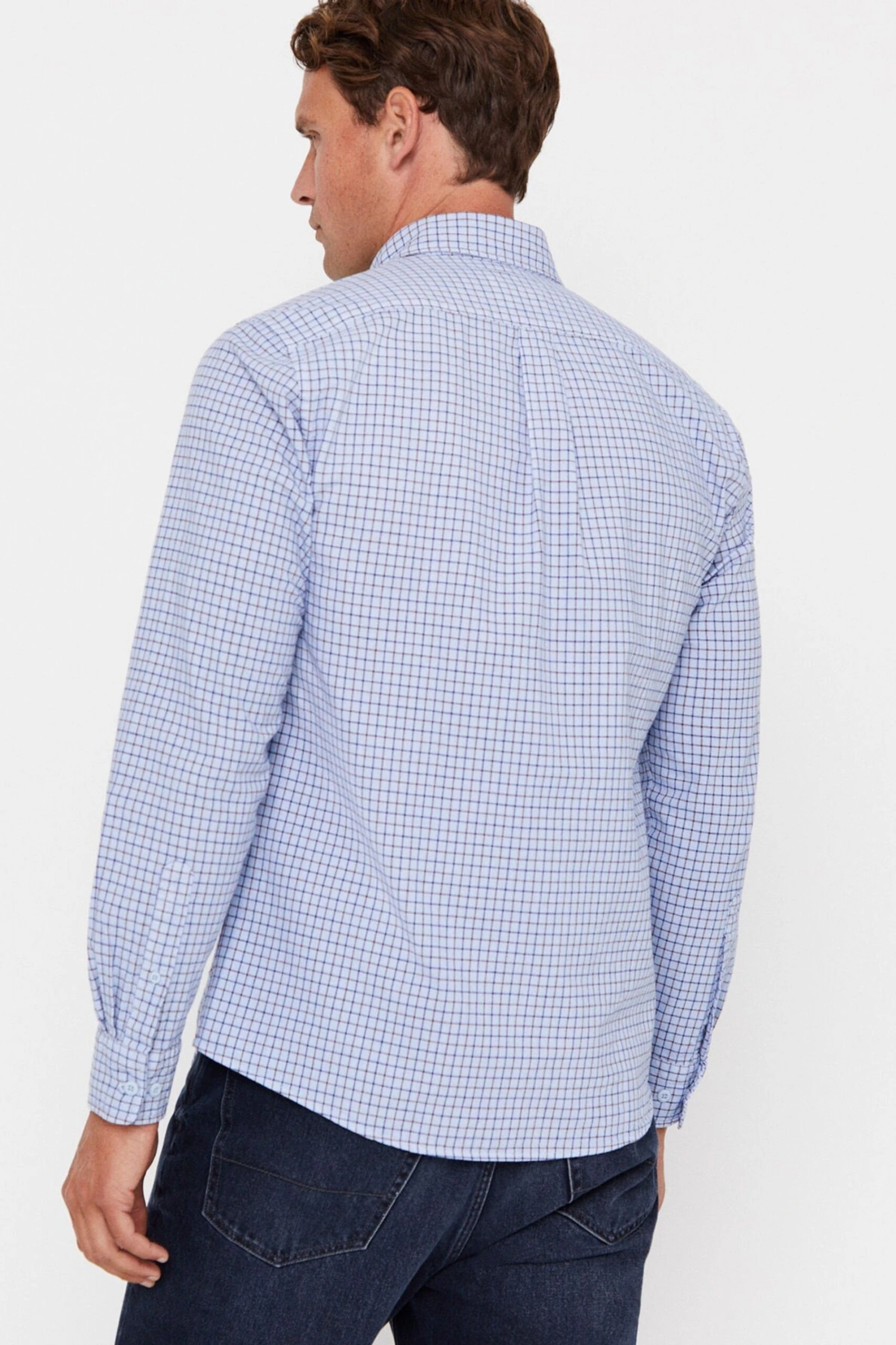 Cortefiel Stückgefärbtes Karohemd, Blau 2 Cortefiel Stückgefärbtes Karohemd, Blau – Bild 2