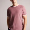 Ted Baker Pink Bowker Short Sleeve Regular Fit Textured T-Shirt