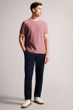 Ted Baker Pink Bowker Short Sleeve Regular Fit Textured T-Shirt -Nike || Ted Baker Shop D28875s3 scaled