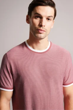 Ted Baker Pink Bowker Short Sleeve Regular Fit Textured T-Shirt -Nike || Ted Baker Shop D28875s4 scaled