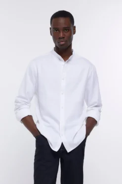 River Island Grandad-Hemd, Weiß