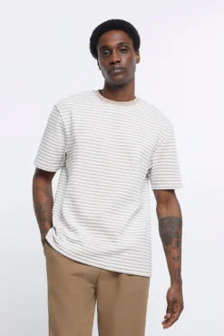River Island Gestreiftes T-Shirt, Natur