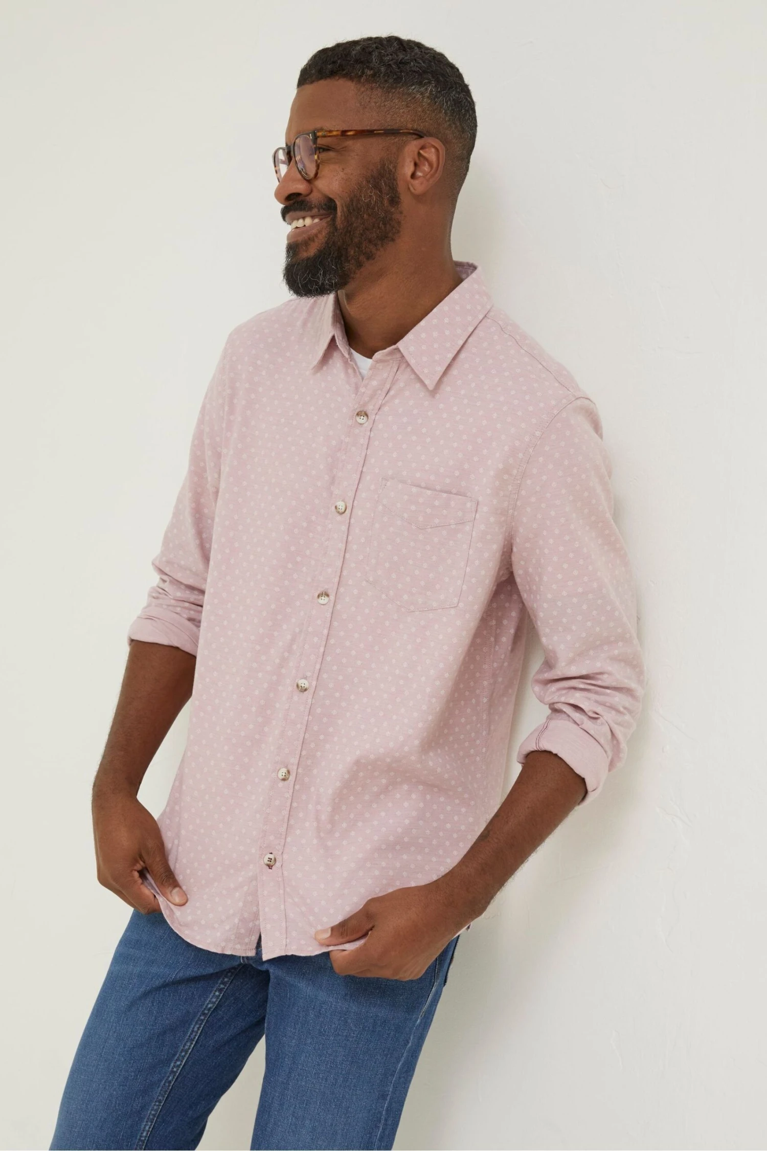 Fatface Hemd Mit Geometrischem Muster, Pink 1 Fatface Hemd Mit Geometrischem Muster, Pink