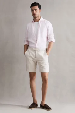 Reiss Searcy Seitlich Verstellbare Leinenshorts
