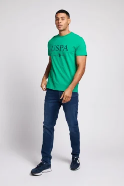 U.S. Polo Assn. Mens Green Slub Cotton USPA Since 1890 Graphic T-Shirt -Nike || Ted Baker Shop D69144s3 scaled