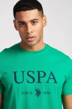 U.S. Polo Assn. Mens Green Slub Cotton USPA Since 1890 Graphic T-Shirt -Nike || Ted Baker Shop D69144s4 scaled
