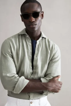 Reiss Ruban Langärmeliges Leinenhemd