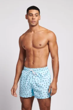 U.S. Polo Assn. Mens Blue Signature Print Swim Shorts