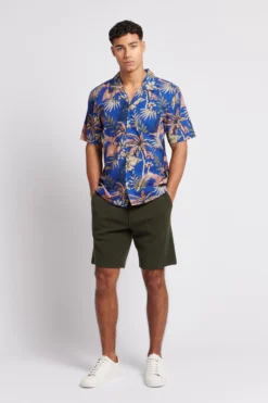 U.s. Polo Assn. Herren Kurzärmeliges Seersucker-Hemd Mit Reverskragen Und Palmenblattprint, Blau -Nike || Ted Baker Shop D72529s3 scaled