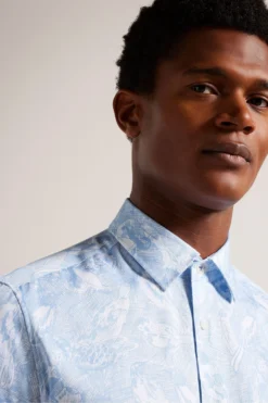 Ted Baker Mullen Langärmeliges Hemd Mit Handgemaltem Vogelprint, Blau -Nike || Ted Baker Shop D74293s4 scaled