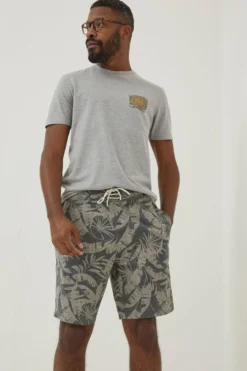 Fatface Camber Badehose Mit Blattprint, Grau