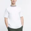 River Island White Taped Neck Knit T-Shirt