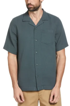 Original Penguin Kurzärmeliges Hemd Mit Breitem Kragen, Grau