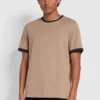 Farah Groves Ringer-T-Shirt, Rauchbraun