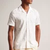 Ted Baker Allbury Kurzärmeliges Hemd Mit Stickerei, Weiß