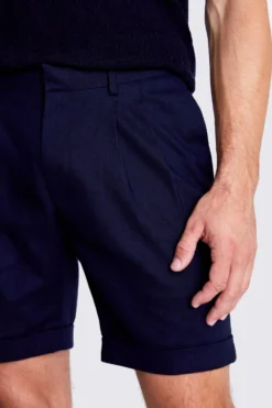 MOSS Navy Blue Linen Causal Short -Nike || Ted Baker Shop M95610s3 scaled