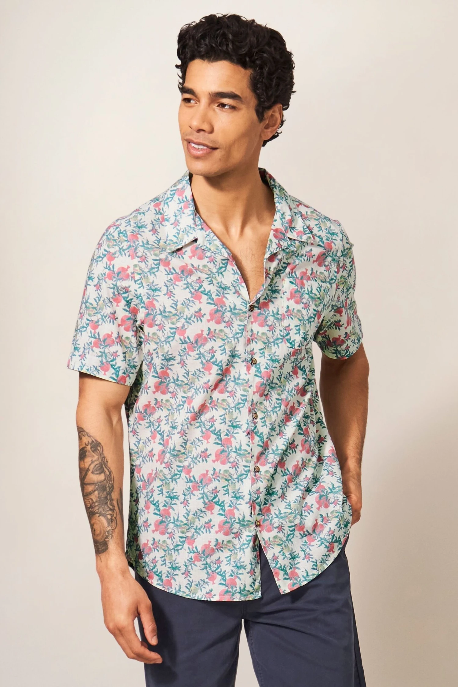 White Stuff White Pomegranate Printed Shirt 1 White Stuff White Pomegranate Printed Shirt