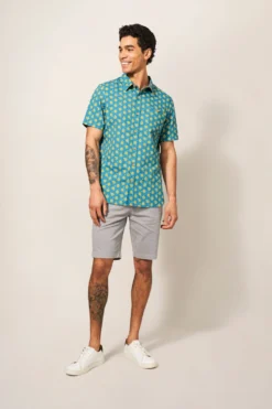 White Stuff Green Block Flower Printed Short Sleeve Shirt -Nike || Ted Baker Shop N01387s3 scaled