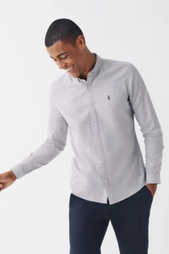 Oxford-Stretchhemd Mit Langen Ärmeln