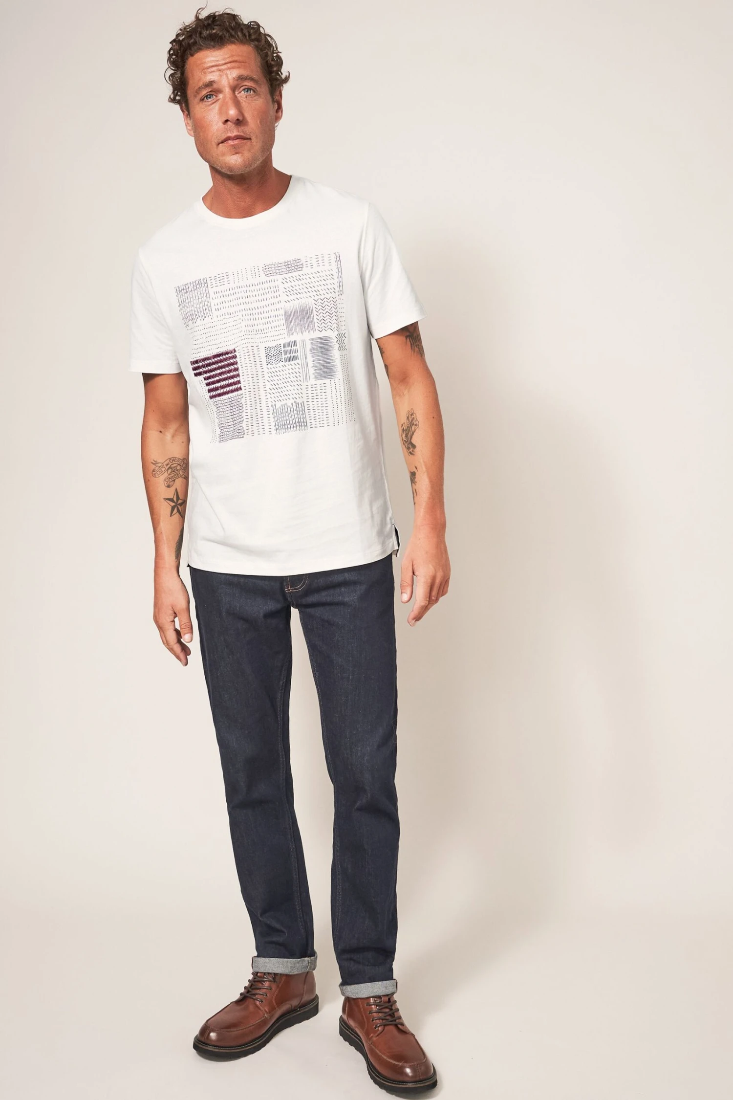 White Stuff T-Shirt Mit Patchworkgrafik, Natur 1 White Stuff T-Shirt Mit Patchworkgrafik, Natur