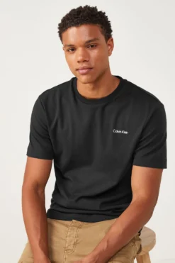 Calvin Klein Interlock T-Shirt Mit Logo, Schwarz