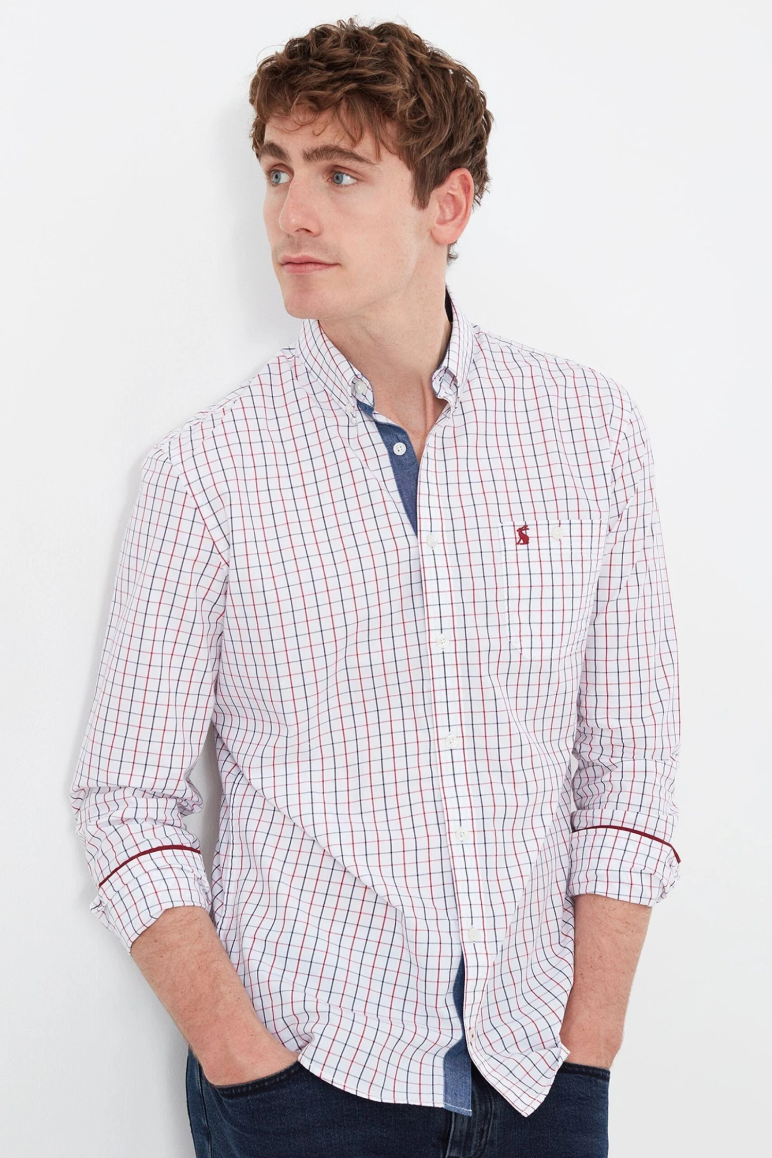 Joules Abbott Langärmeliges, Gepeachtes Popeline-Hemd In Classic Fit, Rot 1 Joules Abbott Langärmeliges, Gepeachtes Popeline-Hemd In Classic Fit, Rot